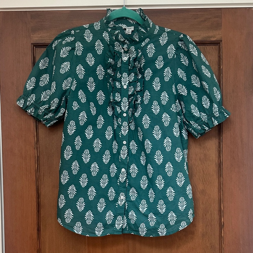J.Crew Green Floral Top, S